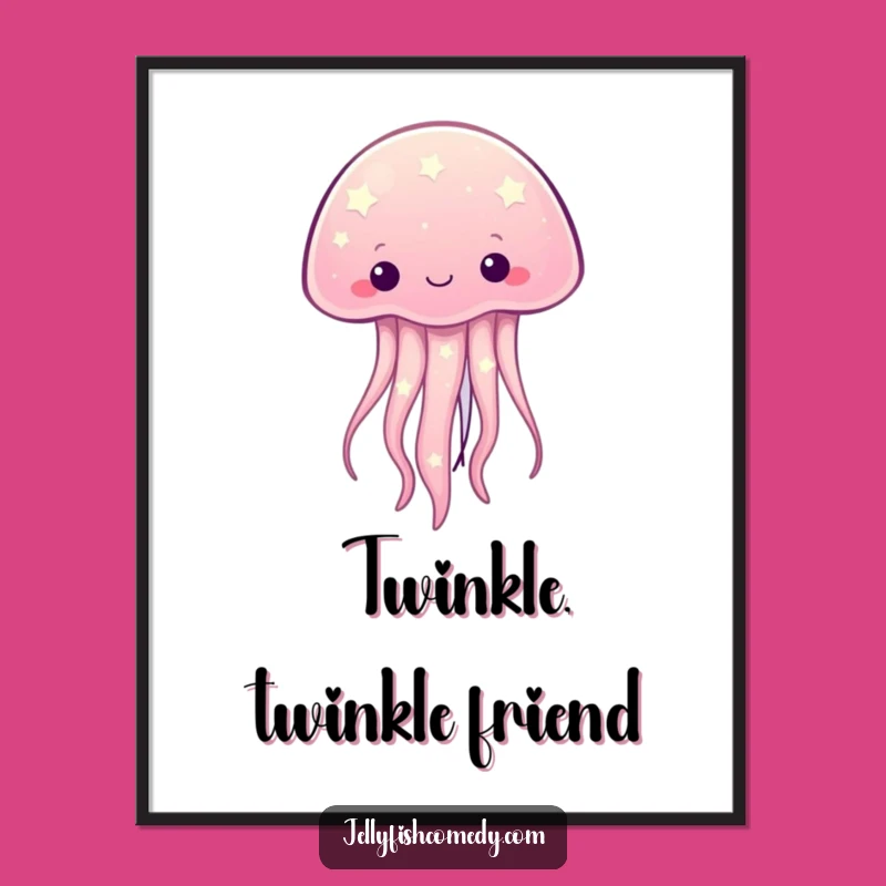 Funny Starry Jellyfish Poster - Kawaii Celestial Ocean Creature Art