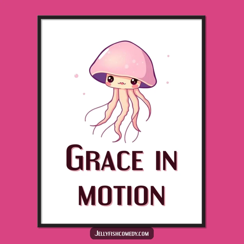 Funny Twirling Jellyfish Poster: Graceful Wall Art, Elegant Ocean Decor, Great Gift