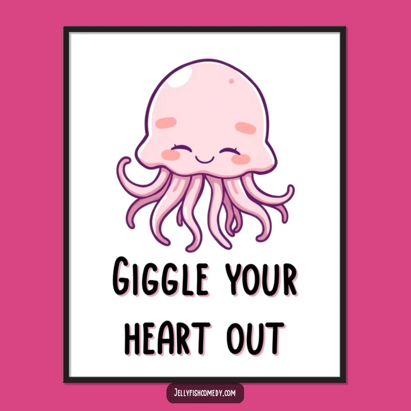 Funny Giggling Jellyfish Poster - Joyful Wiggles Art Print Gift