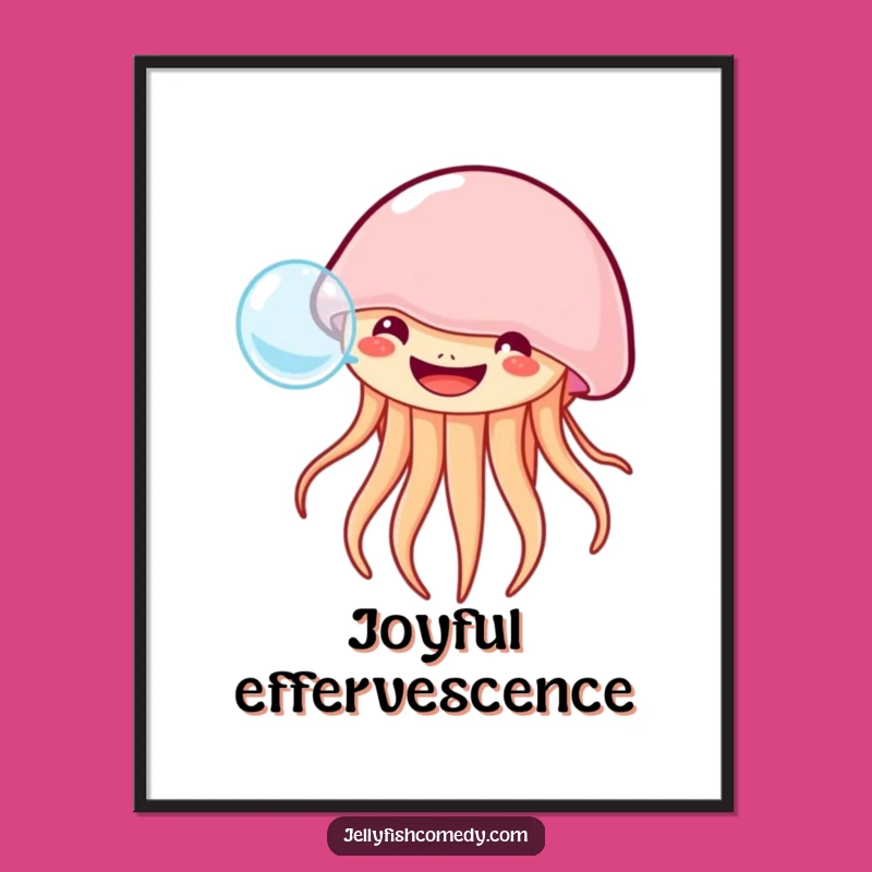 Funny Grinning Jellyfish Poster: Joyful Bubble Humor for Your Walls!