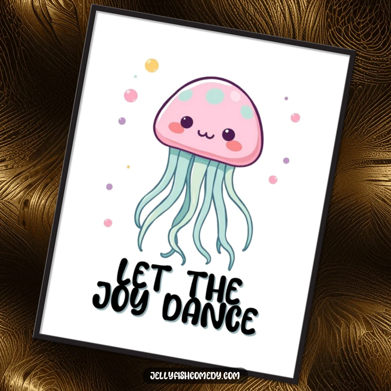 Funny Kawaii Jellyfish Poster featuring tentacles dancing in a lively pattern, perfect for adding artistic flair.