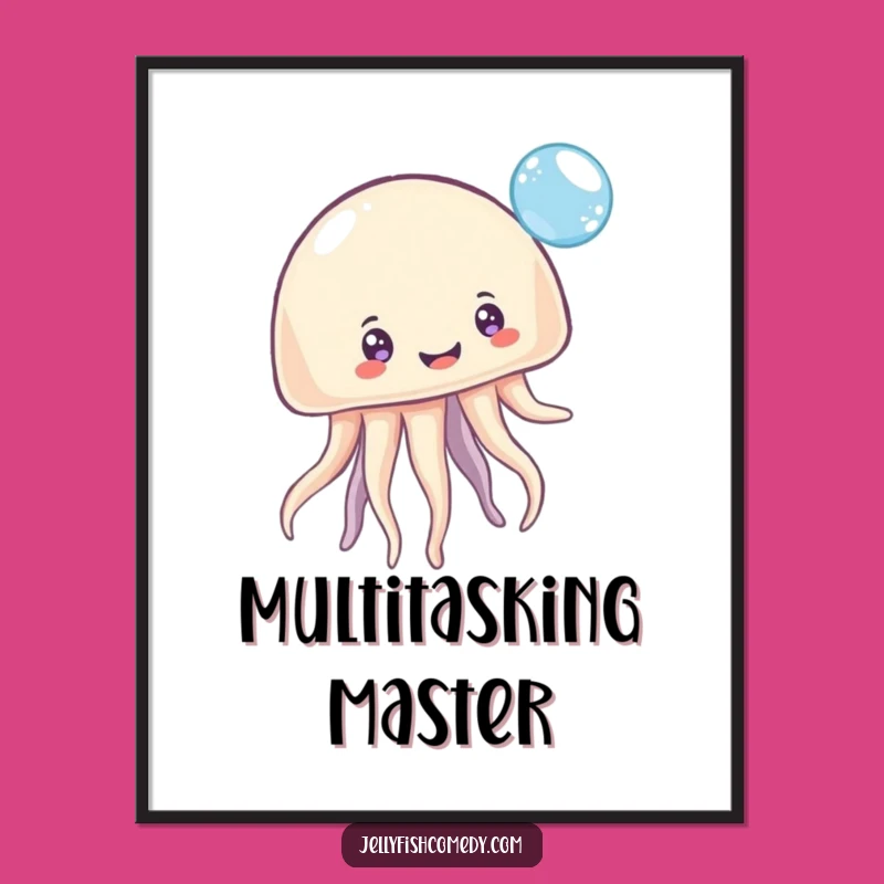 Funny Jellyfish Art Poster: Playful Bubble Bounce Wall Decor Gift