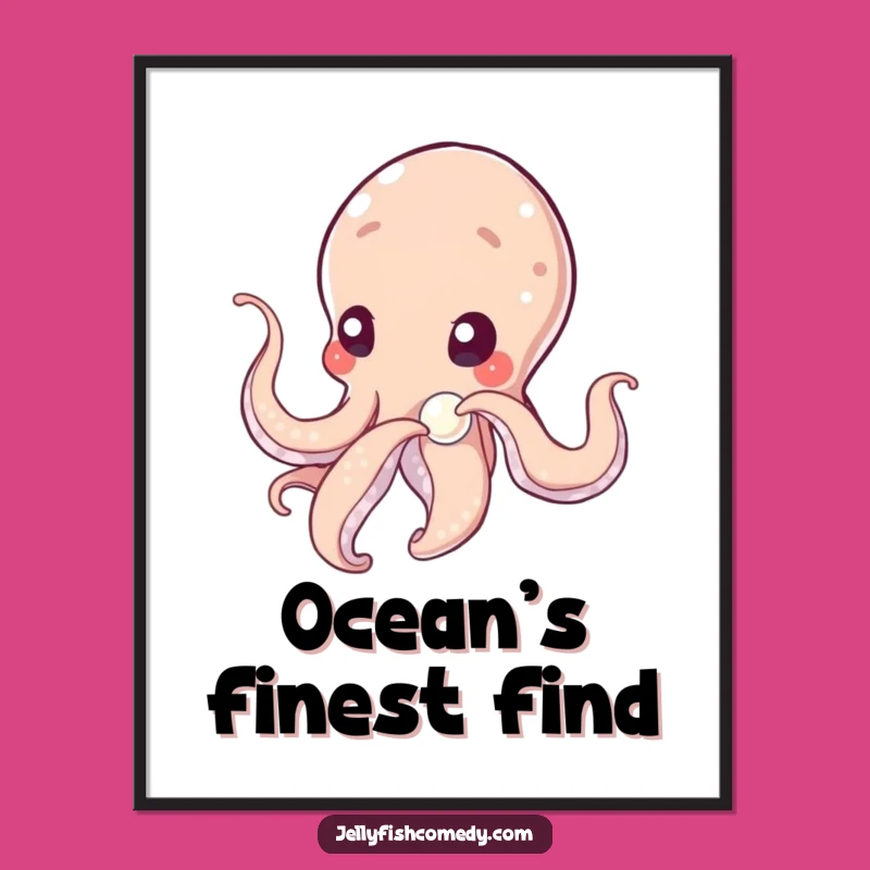 Funny Tentacled Being Pearl Poster, Serene Wall Art Gift