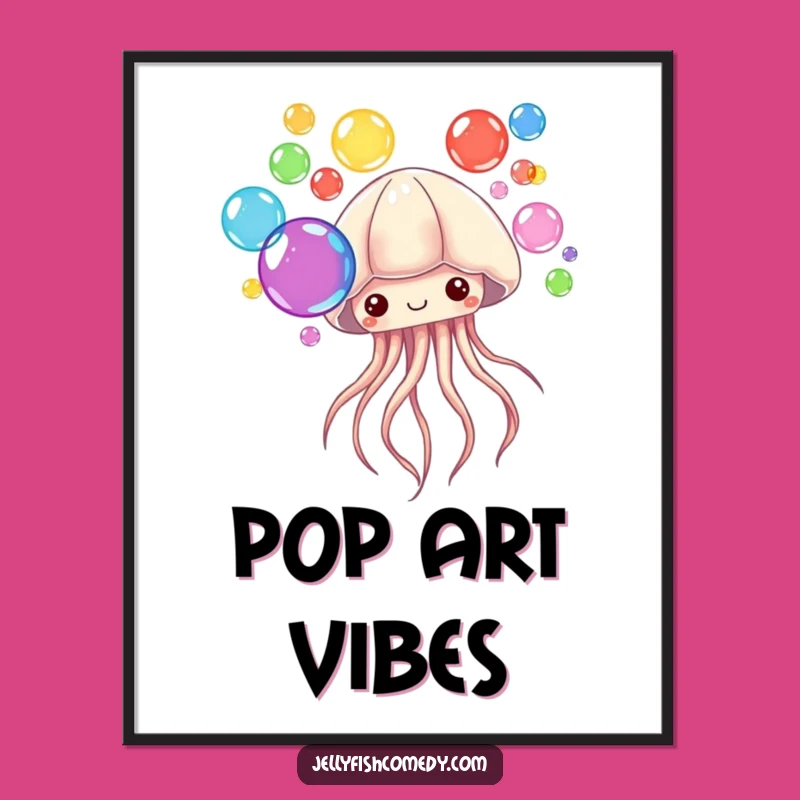 Funny Bubble Jellyfish Poster: Colorful Wall Art, Whimsical Ocean Decor, Great Gift