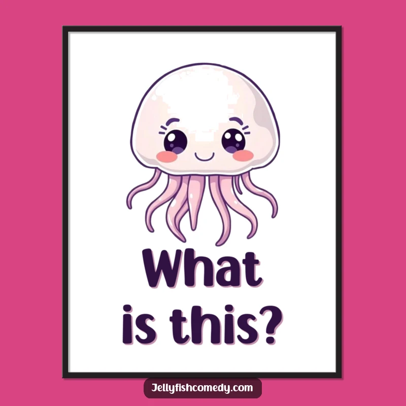 Funny Joyful Jellyfish Wall Art, Curious Sea Creature Poster, Home Decor Gift