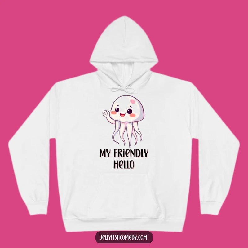 Cozy Funny Friendly Jellyfish Wave Hoodie - Warm & Welcoming Gift