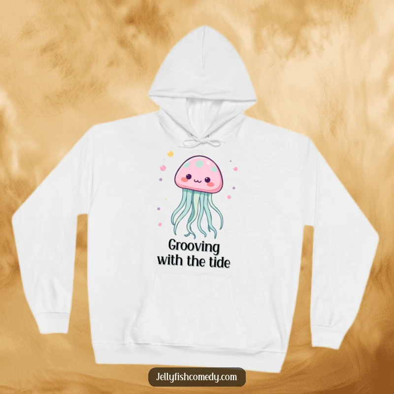Funny Kawaii Jellyfish Hoodie with tentacles dancing in a lively pattern, perfect for a cozy and energetic look.