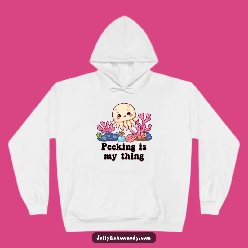 Funny Jellyfish Coral Hoodie: Cozy Ocean Peek Sweatshirt, Whimsical Funny Gift
