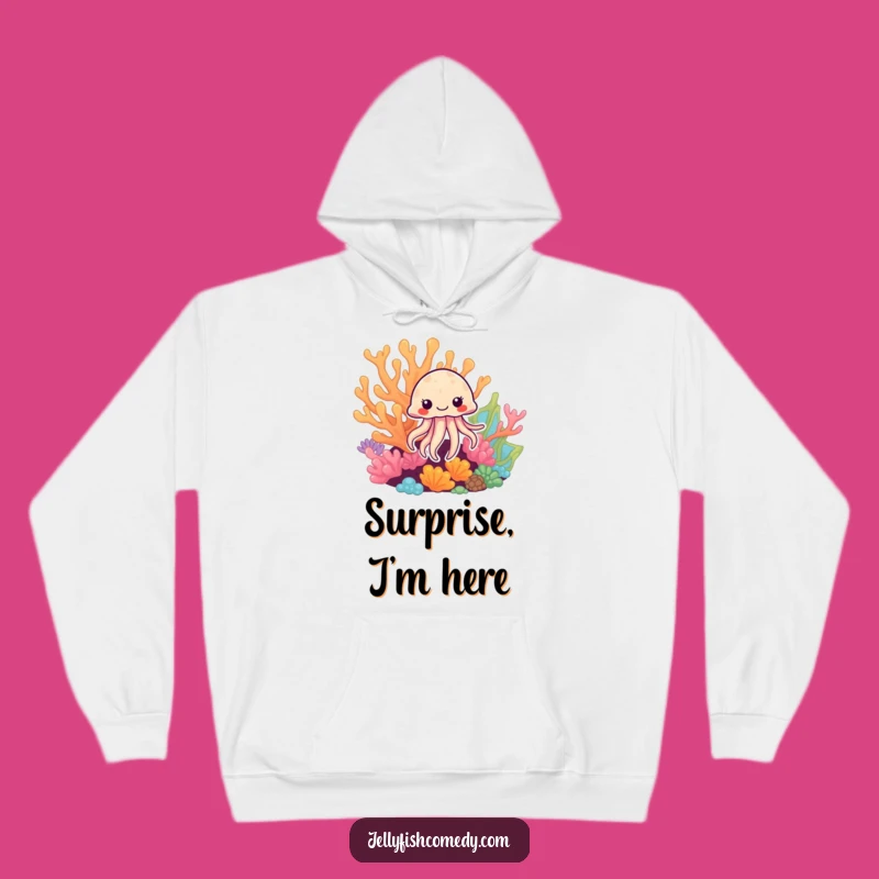 Funny Jellyfish Coral Peek Hoodie: Cozy Cartoon Comfort with an Underwater Secret