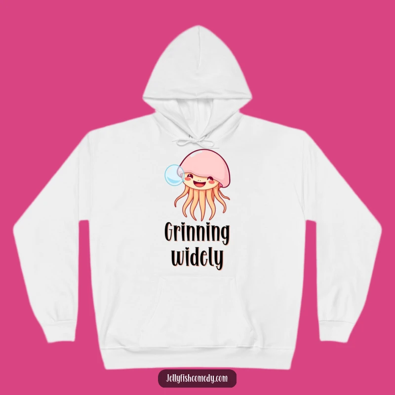 Funny Grinning Jellyfish Hoodie: Cozy Joy with Ocean Humor, Great Gift!