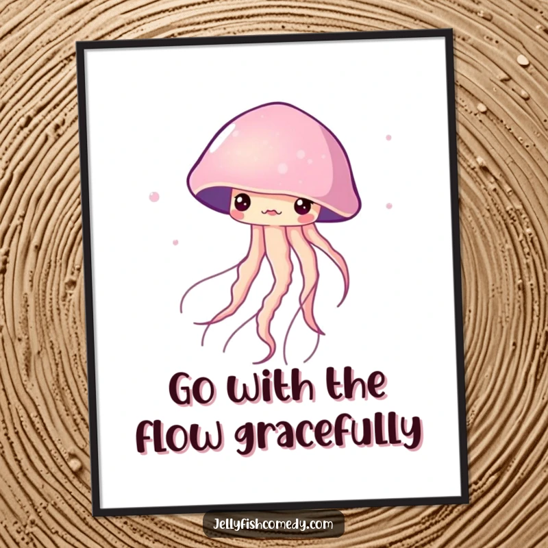 Funny Free Printable Wall Art: A jellyfish elegantly twirls and dances through the water with grace.