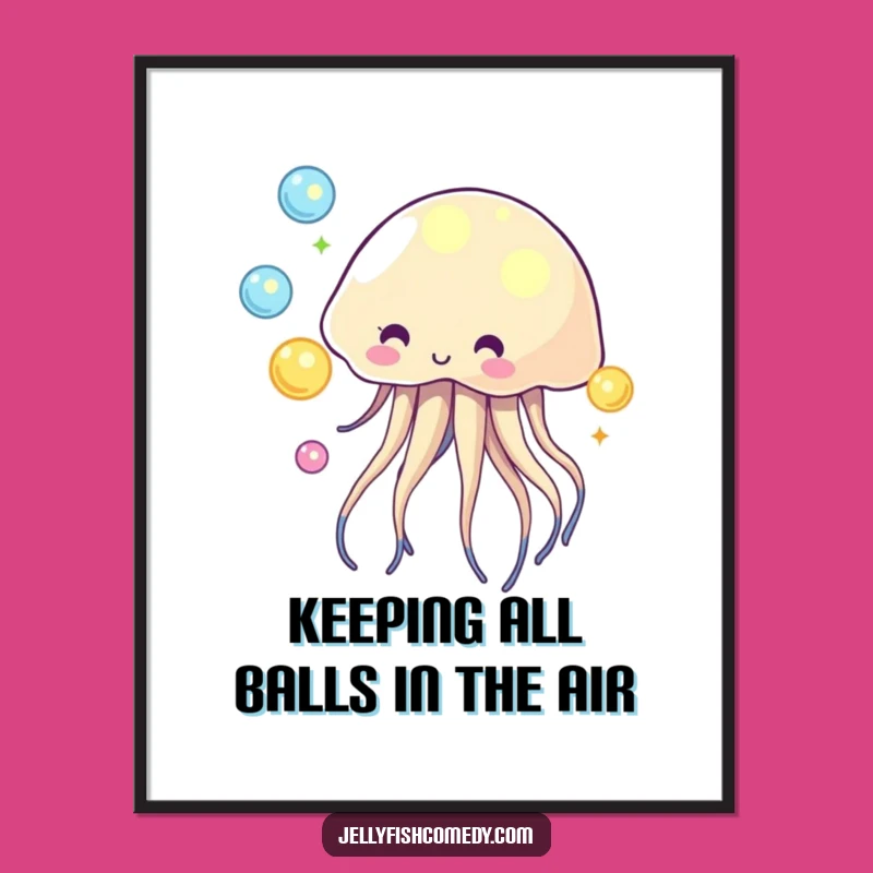 Free Printable Juggling Jellyfish Wall Art - Funny Under the Sea Downloadable Decor