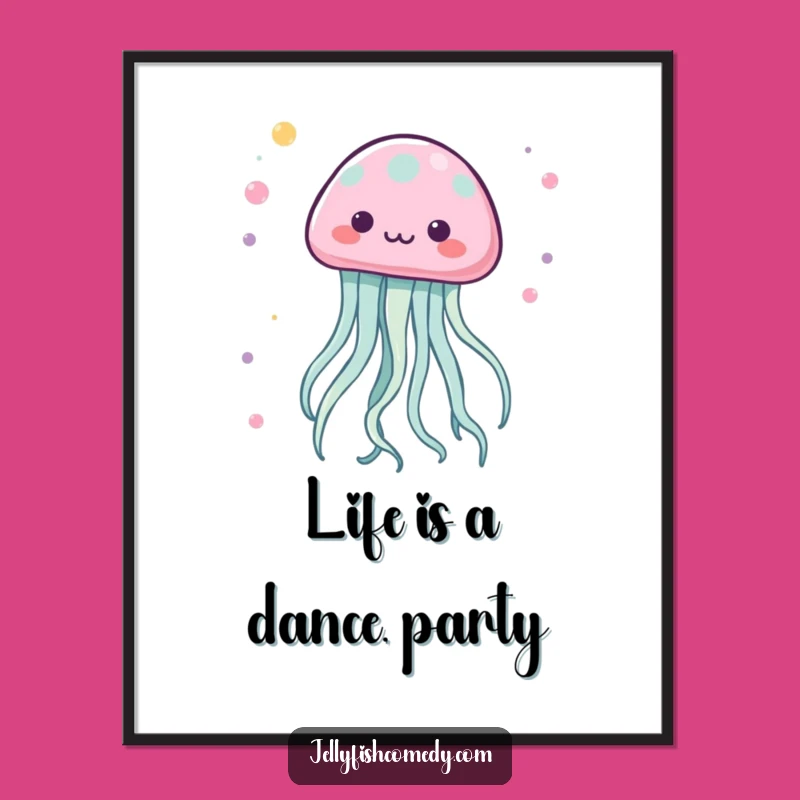 Free Printable Kawaii Jellyfish Art - Dancing Tentacles Decor, Downloadable Wall Art