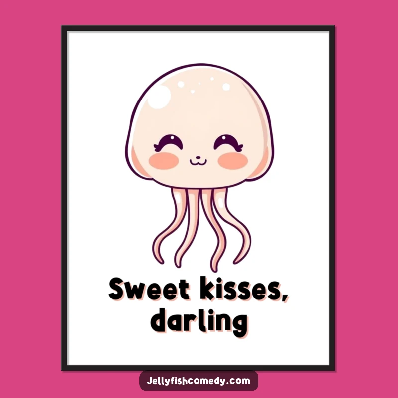 Free Printable Wall Art: Adorable Kawaii Jellyfish Blowing Kiss Art