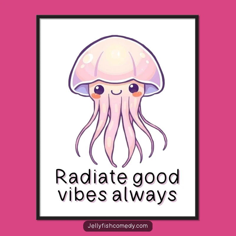 Free Printable Wall Art: Happy Kawaii Jellyfish Glowing Light for Serene Decor & Downloadable Art