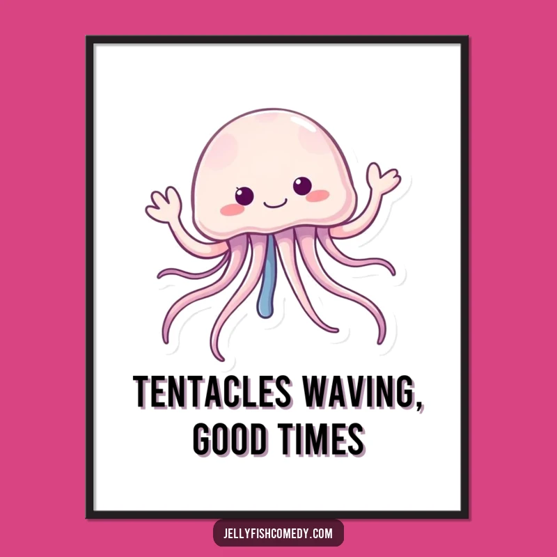 Free Printable Wall Art: Waving Jellyfish Hello Funny Downloadable Decor