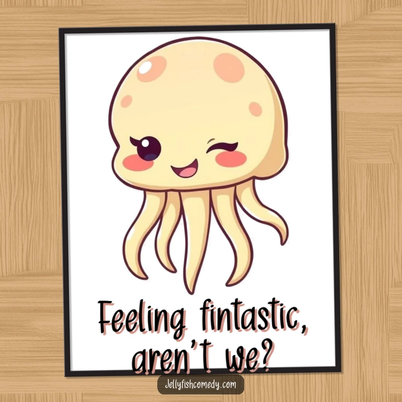 Funny Free Printable Wall Art: A jellyfish character winks with a mischievous, bubbly smile, adding a playful vibe to decor.