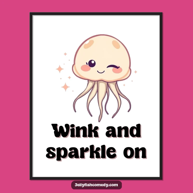 Free Printable Wall Art: Winking Jellyfish with Sparkle Trail Design