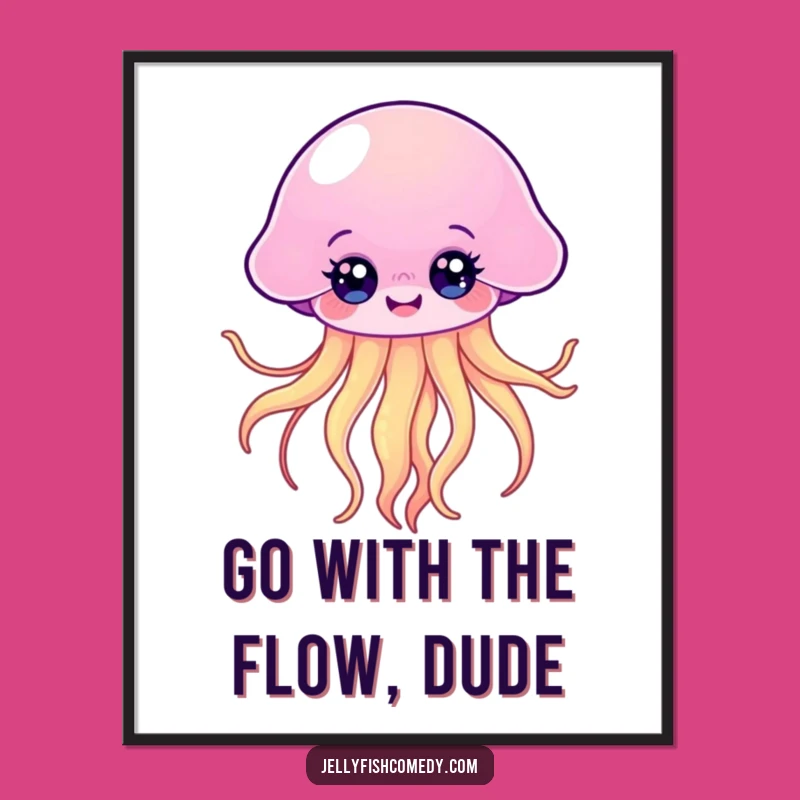 Free Printable Kawaii Jellyfish Art - Funny Floating Friend, Downloadable Decor