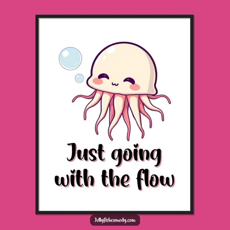 Free Printable Wall Art: Comical Jellyfish Bubbleblowing for Quirky Downloadable Decor