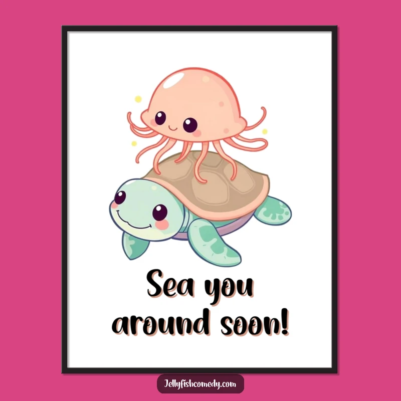 Free Printable Playful Jellyfish Wall Art - Turtle Bounce Downloadable Ocean Scene