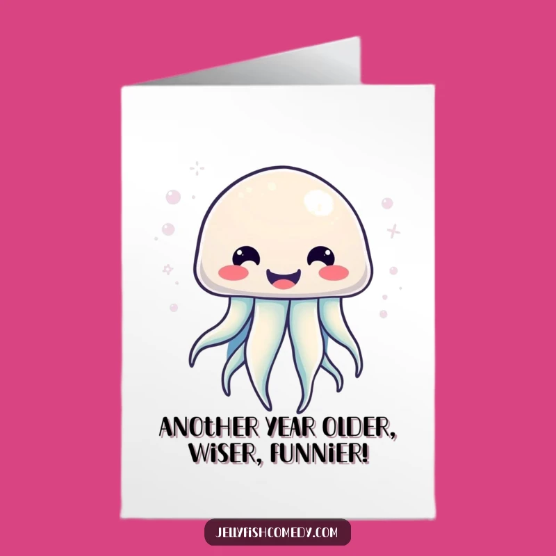 Free Printable Kawaii Jellyfish Birthday Card - Big Smile Fun, Downloadable Gift