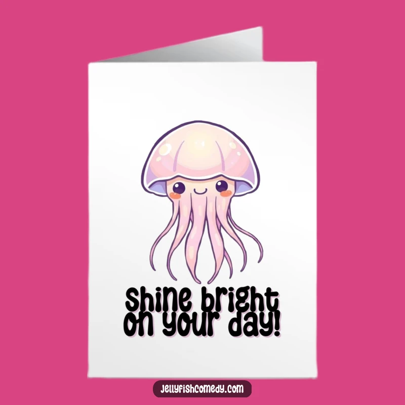 Free Printable Birthday Card: Happy Kawaii Jellyfish Peaceful Light Card for a Radiant Celebration