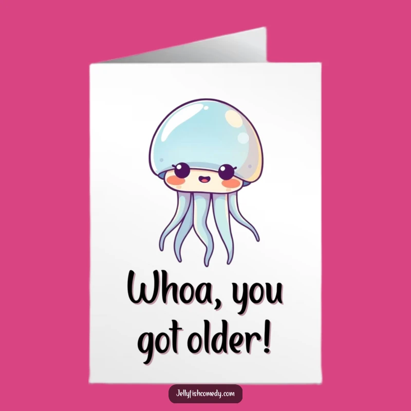 Free Printable Birthday Card: Surprised Kawaii Jellyfish Funny Card for a Shockingly Good Celebration