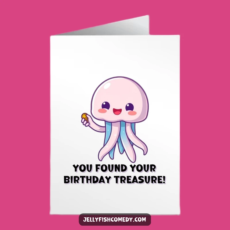 Free Printable Birthday Card: Funny Kawaii Jellyfish Treasure Map Fun!