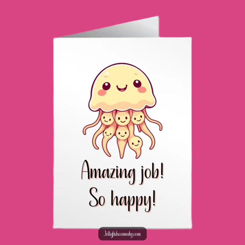 Free Printable Kawaii Jellyfish Congrats Card - Smiley Faces Yay, Downloadable DIY