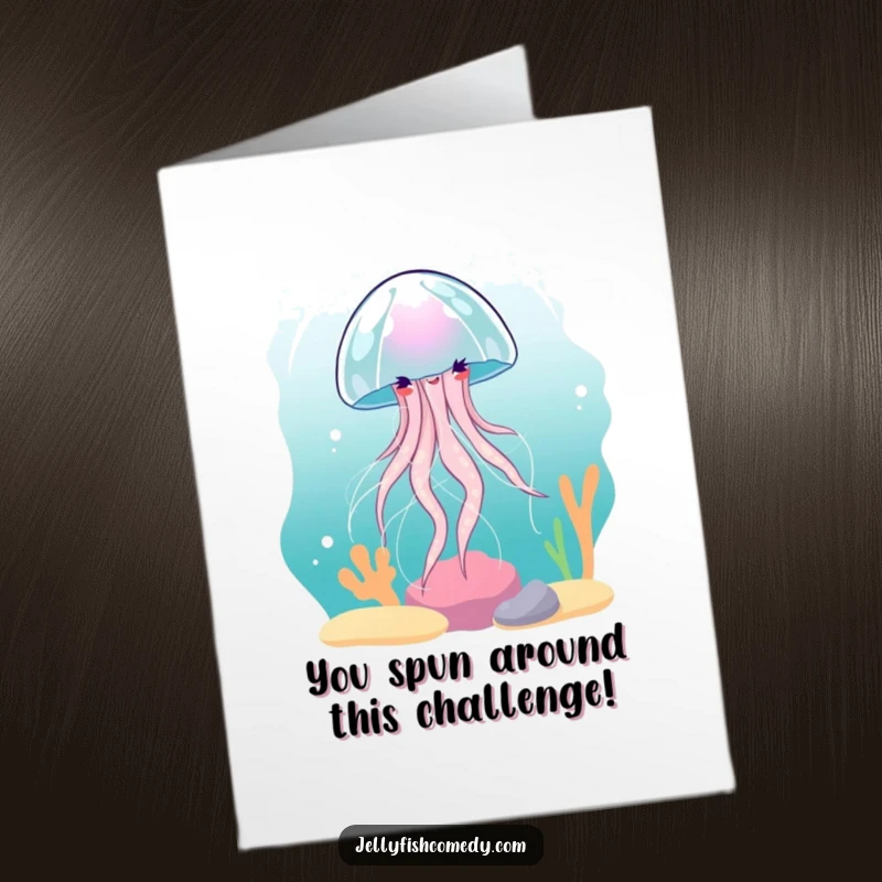 Free Printable Congrats Card: Jellyfish spinning elegantly in a gentle current, a peaceful and downloadable greeting.