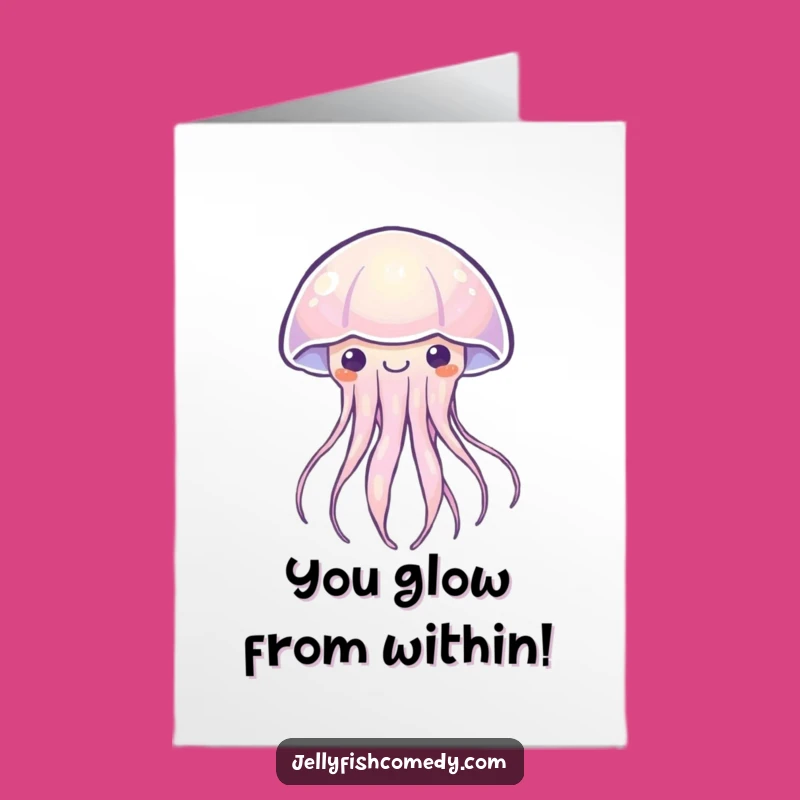 Free Printable Congrats Card: Happy Kawaii Jellyfish Glowing Congrats for Radiant Success