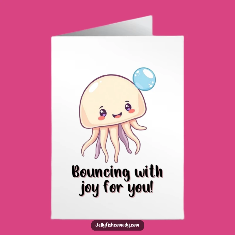 Free Printable Congrats Card: Multi-Eyed Jellyfish Bouncing Bubble Downloadable Gift