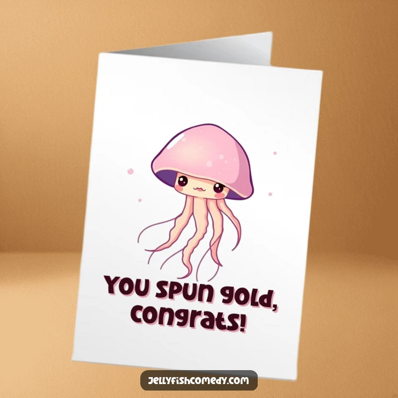 Funny Free Printable Congratulations Card: A jellyfish performs a graceful twirl, celebrating their success.