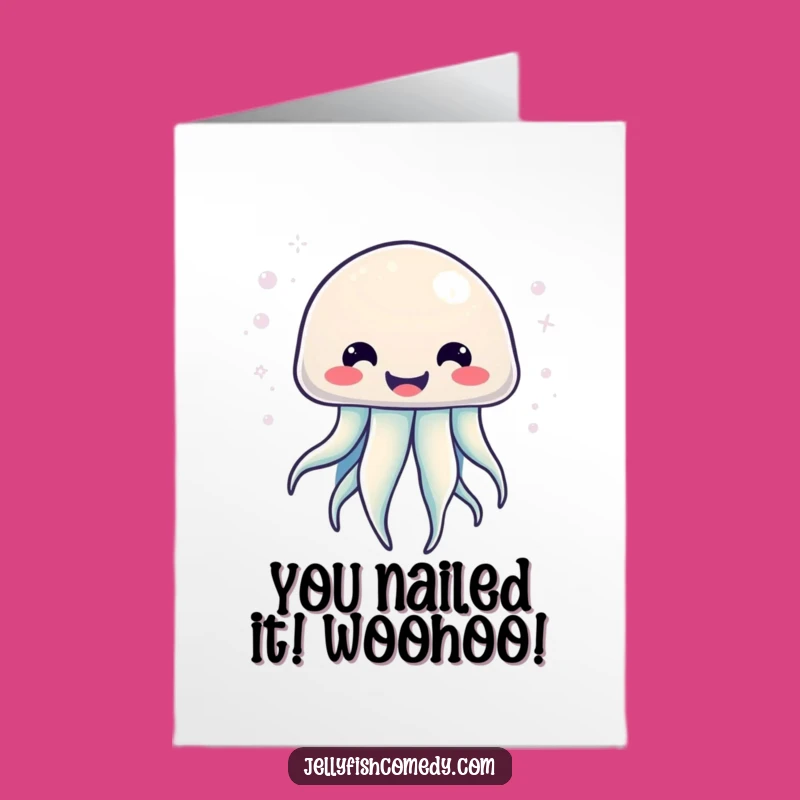 Free Printable Kawaii Jellyfish Congrats Card - Bubbly Energy, Downloadable DIY