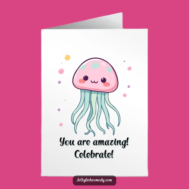 Free Printable Kawaii Jellyfish Congrats Card - Lively Dance, Downloadable DIY