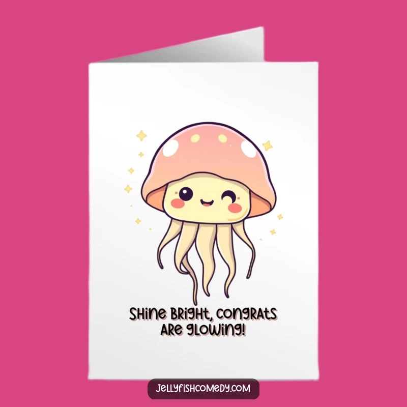 Free Printable Congrats Card: Kawaii Jellyfish Twinkling, Joyful Greeting Download