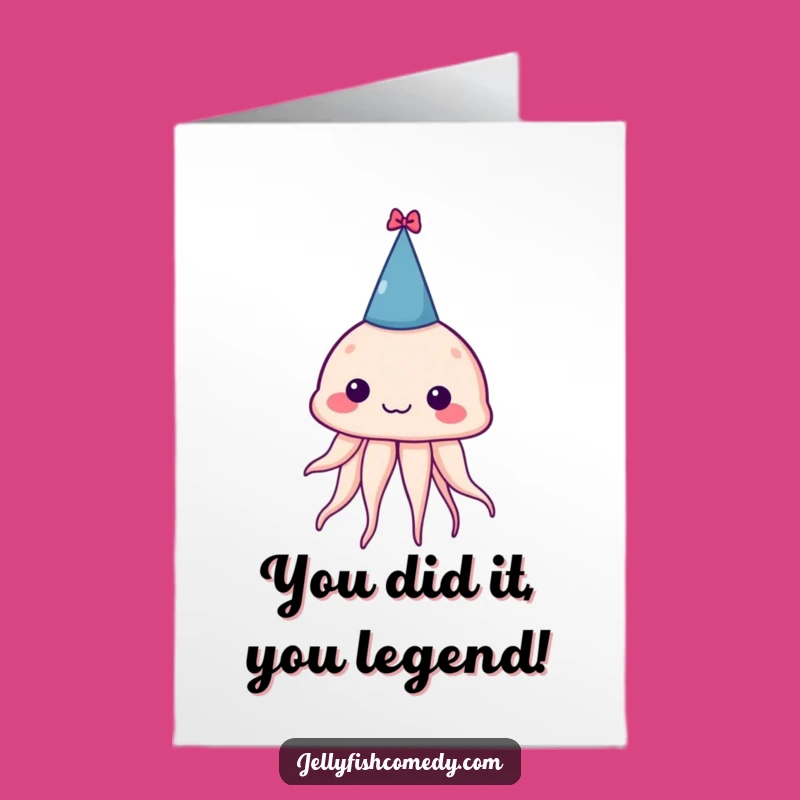 Free Printable Congrats Card: Silly Jellyfish Party Hat Funny Downloadable Gift