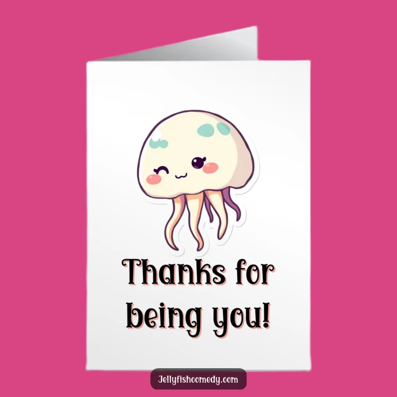 Free Printable Shy Jellyfish Thank You Card - Cute Funny Downloadable Greeting