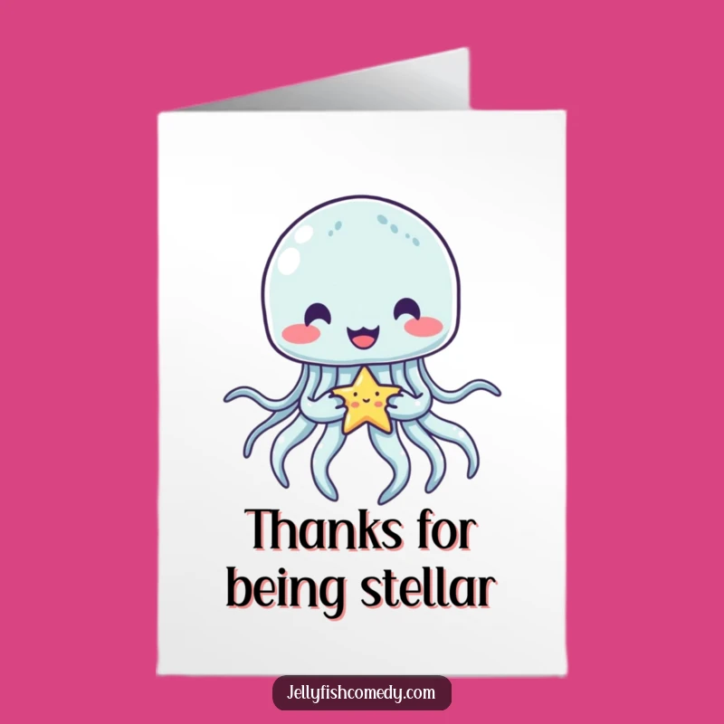 Free Printable Thank You Card: Jellyfish Holding Star - Whimsical Downloadable Gratitude!