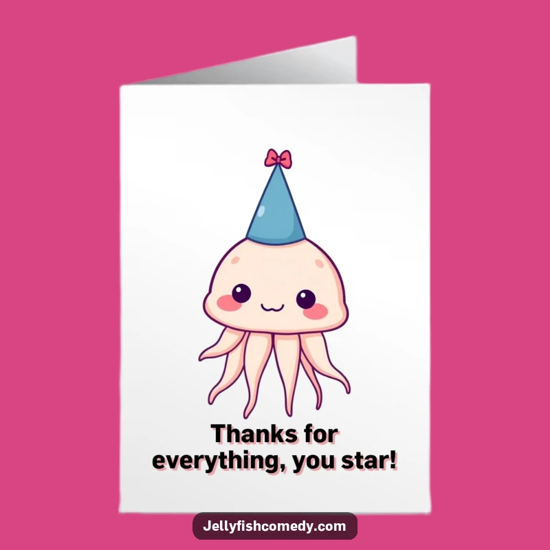 Free Printable Thank You Card: Silly Jellyfish Party Hat Funny Downloadable Gift