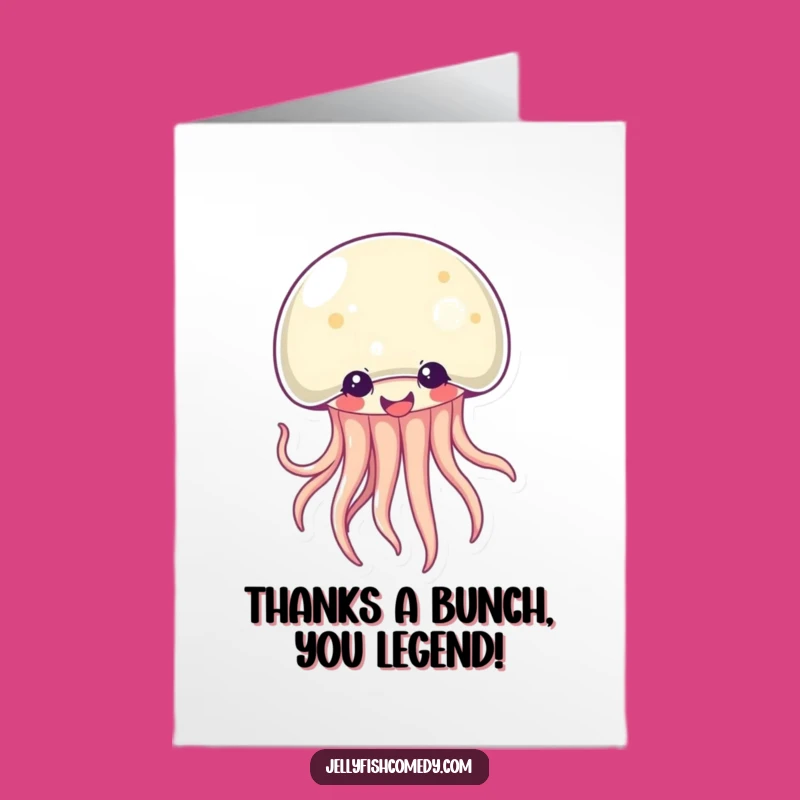 Free Printable Thank You Card: Giggling Kawaii Jellyfish Expressing Gratitude with Humor
