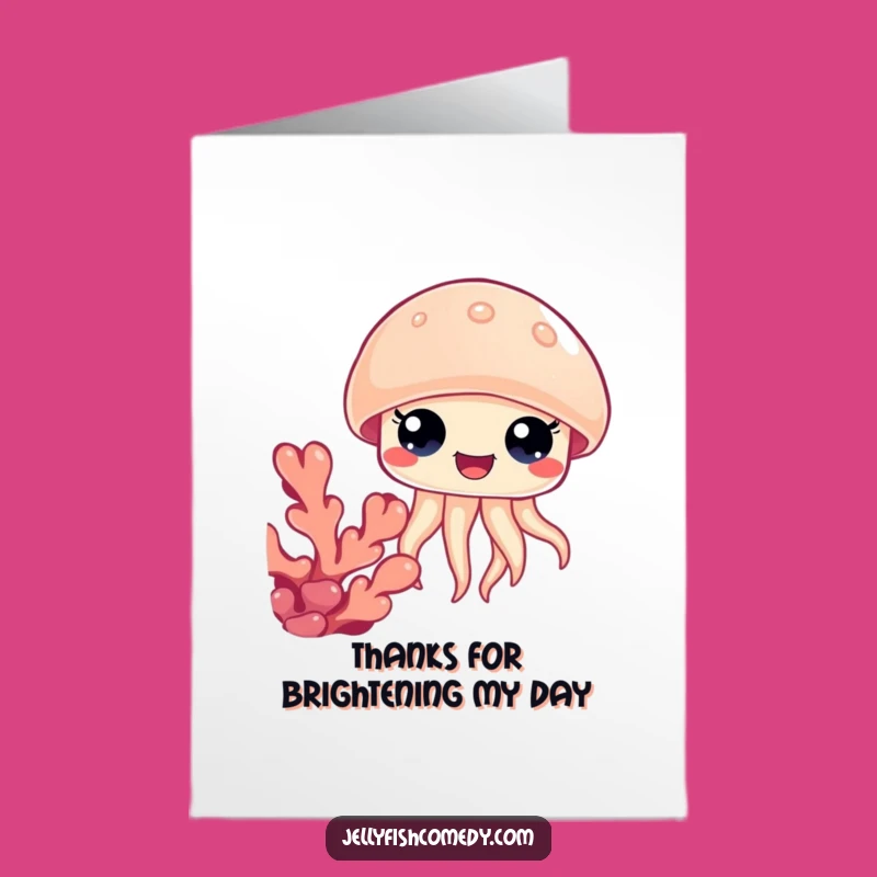 Free Printable Thank You Card: Jellyfish Coral Peek Thanks DIY Gift for Gratitude