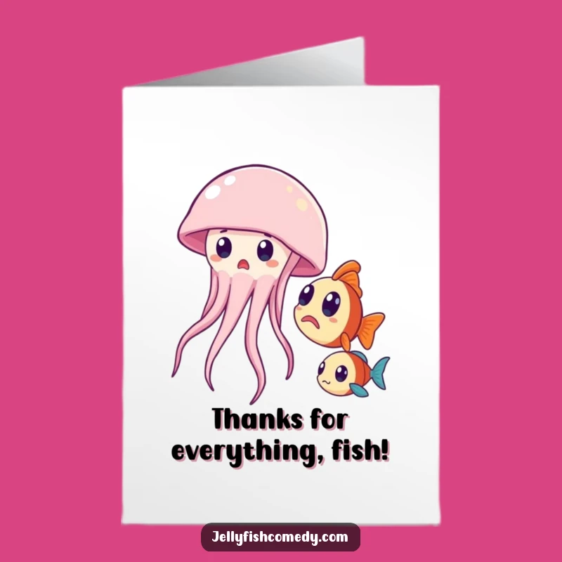 Free Printable Funny Thank You Card: Surprised Jellyfish for a Witty Downloadable Gift