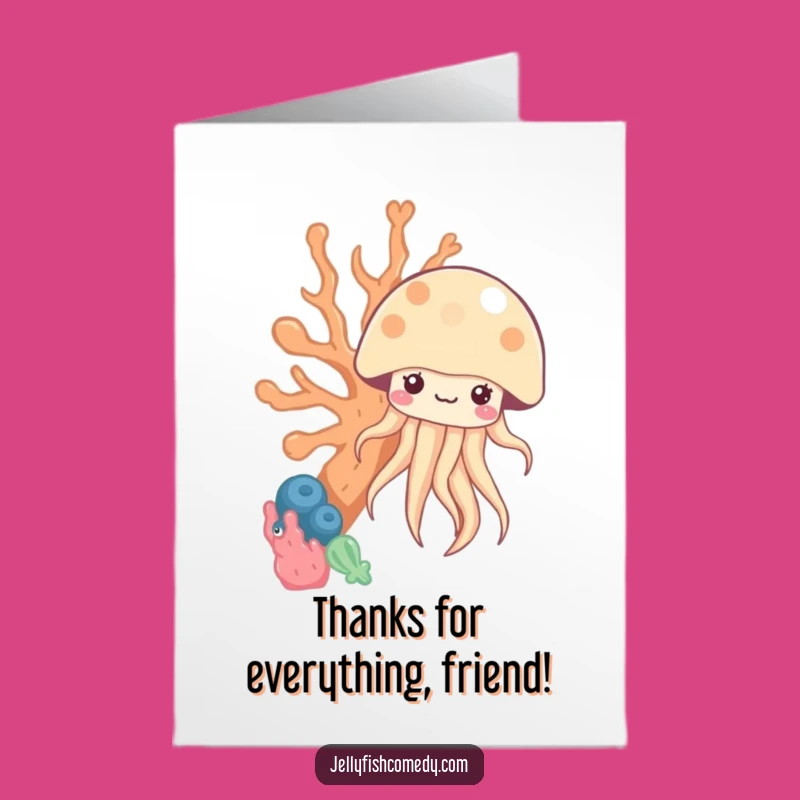 Free Printable Thank You Card: Kawaii Jellyfish Coral Downloadable Gift!