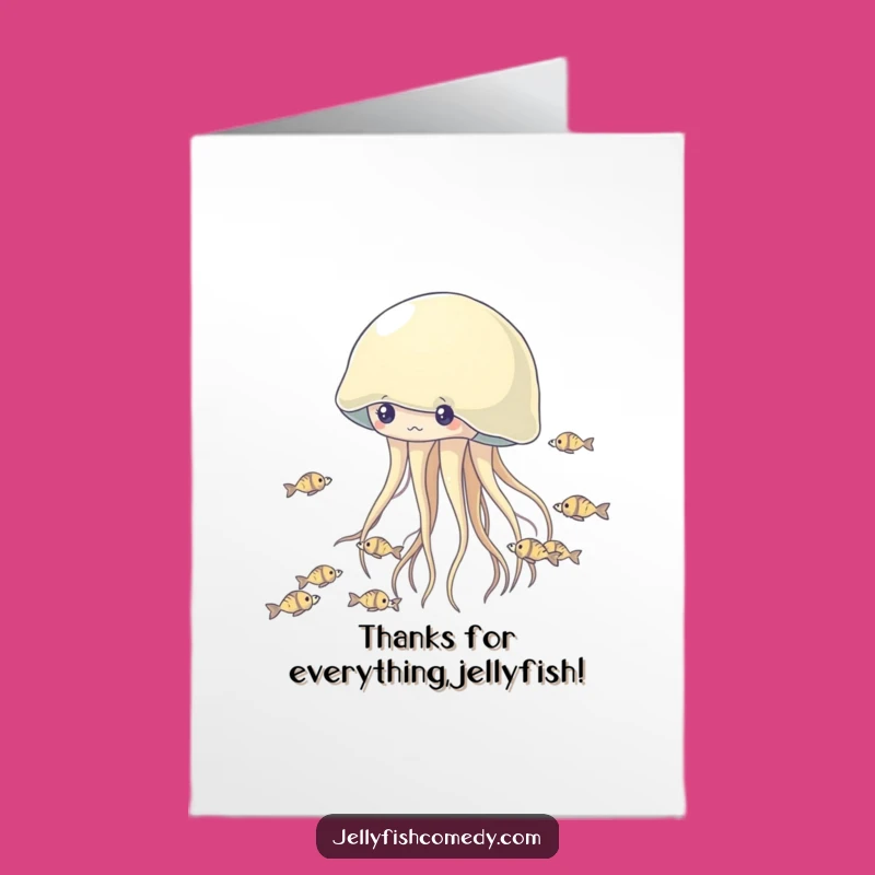 Free Printable Thank You Card: Funny Jellyfish Chase Design for a Grateful Downloadable Gift