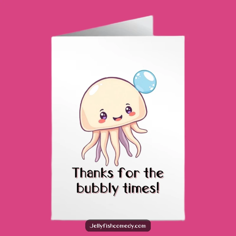 Free Printable Thank You Card: Grateful Jellyfish with Eyes Bouncing Bubble Gift