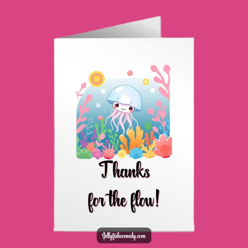 Free Printable Thank You Card: Grateful Jellyfish Drifting Underwater Downloadable