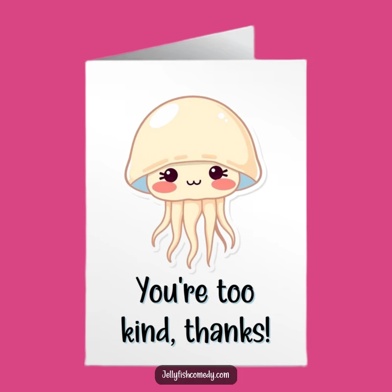 Free Printable Thank You Card: Shy Blushing Jellyfish Funny Downloadable Gift