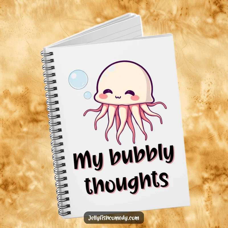 Funny Jellyfish Notebook: A comical jellyfish blowing a bubble adorns this notebook, perfect for capturing funny thoughts.